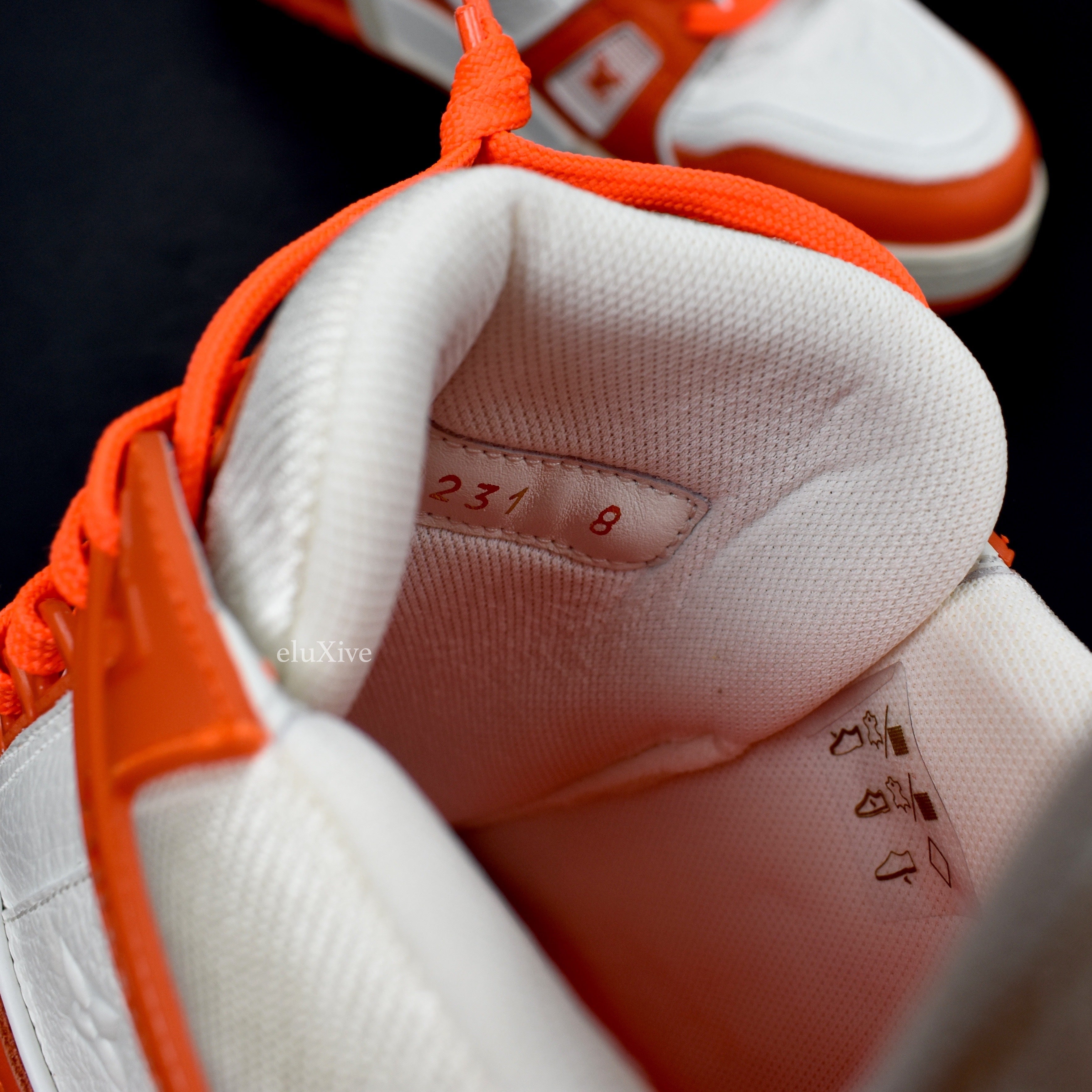 Louis Vuitton - White/Orange Leather Trainer Sneakers