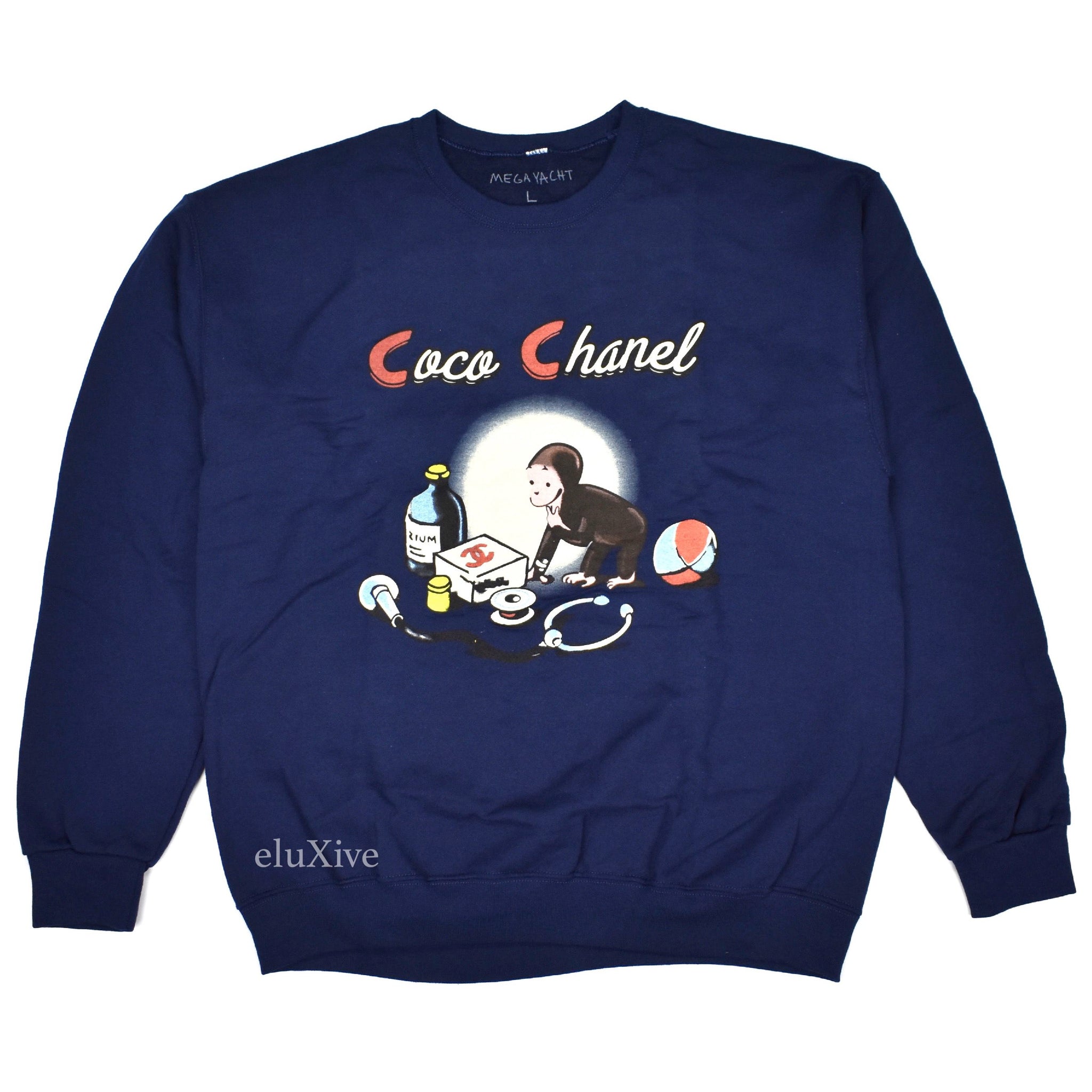 Mega Yacht - &#39;Chanel&#39; Logo Curious George Sweatshirt – eluXive