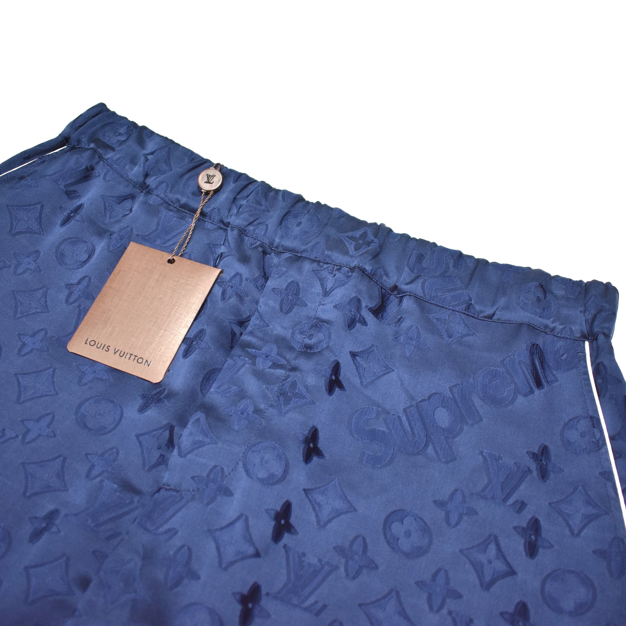 Louis Vuitton x Supreme - Navy Silk LV Monogram Box Logo