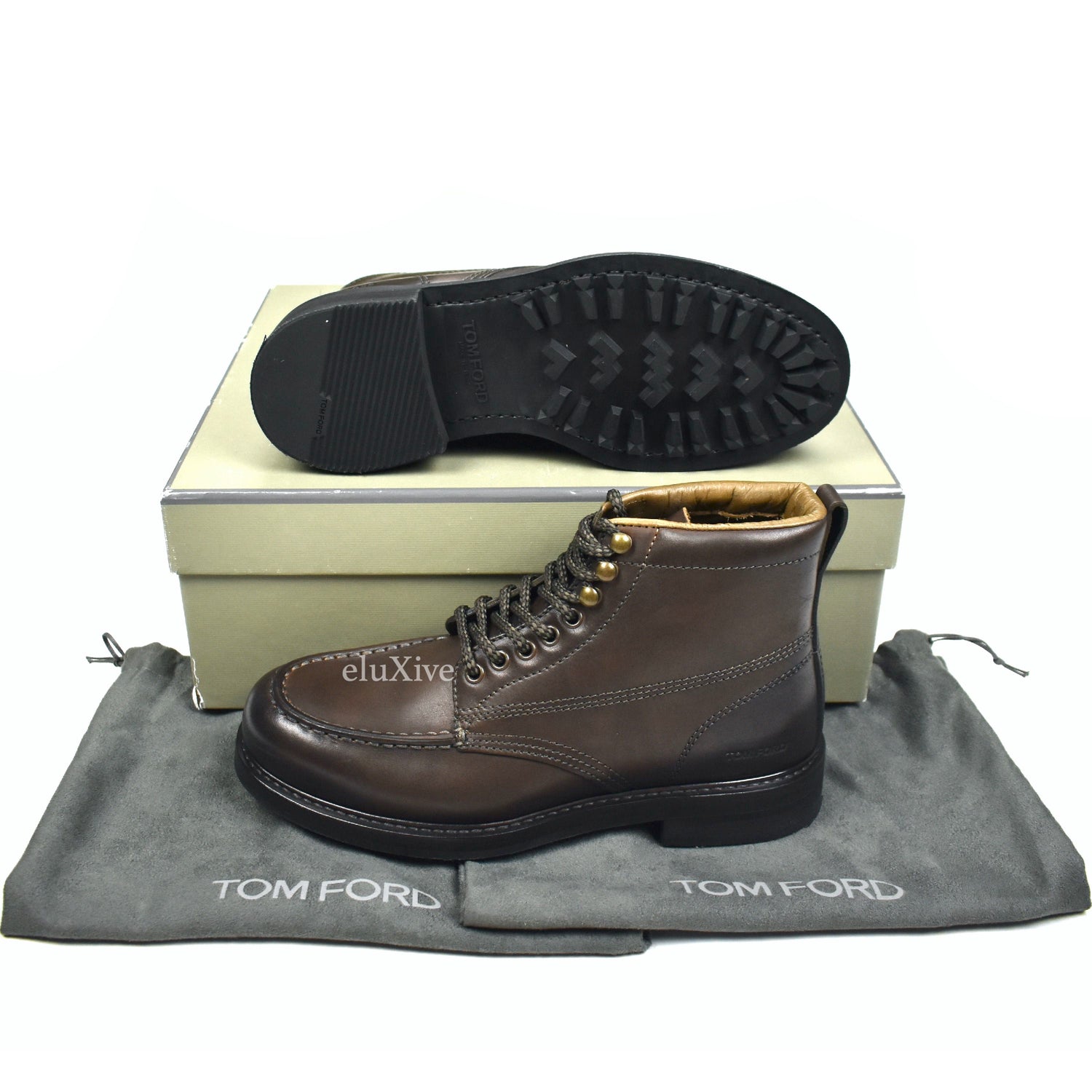 Tom Ford - Dark Brown Leather Cromwell Hiking Boots – eluXive