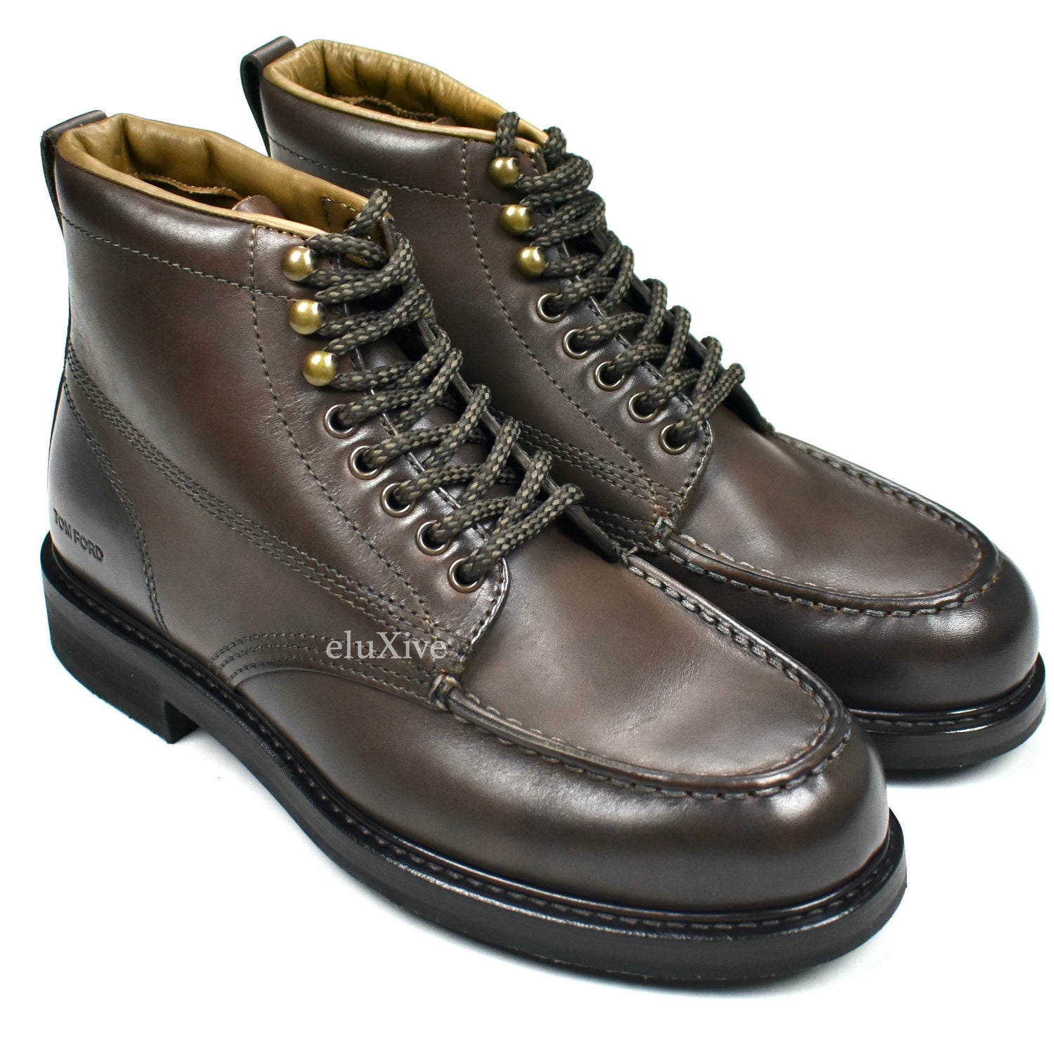 Tom Ford - Dark Brown Leather Cromwell Hiking Boots – eluXive