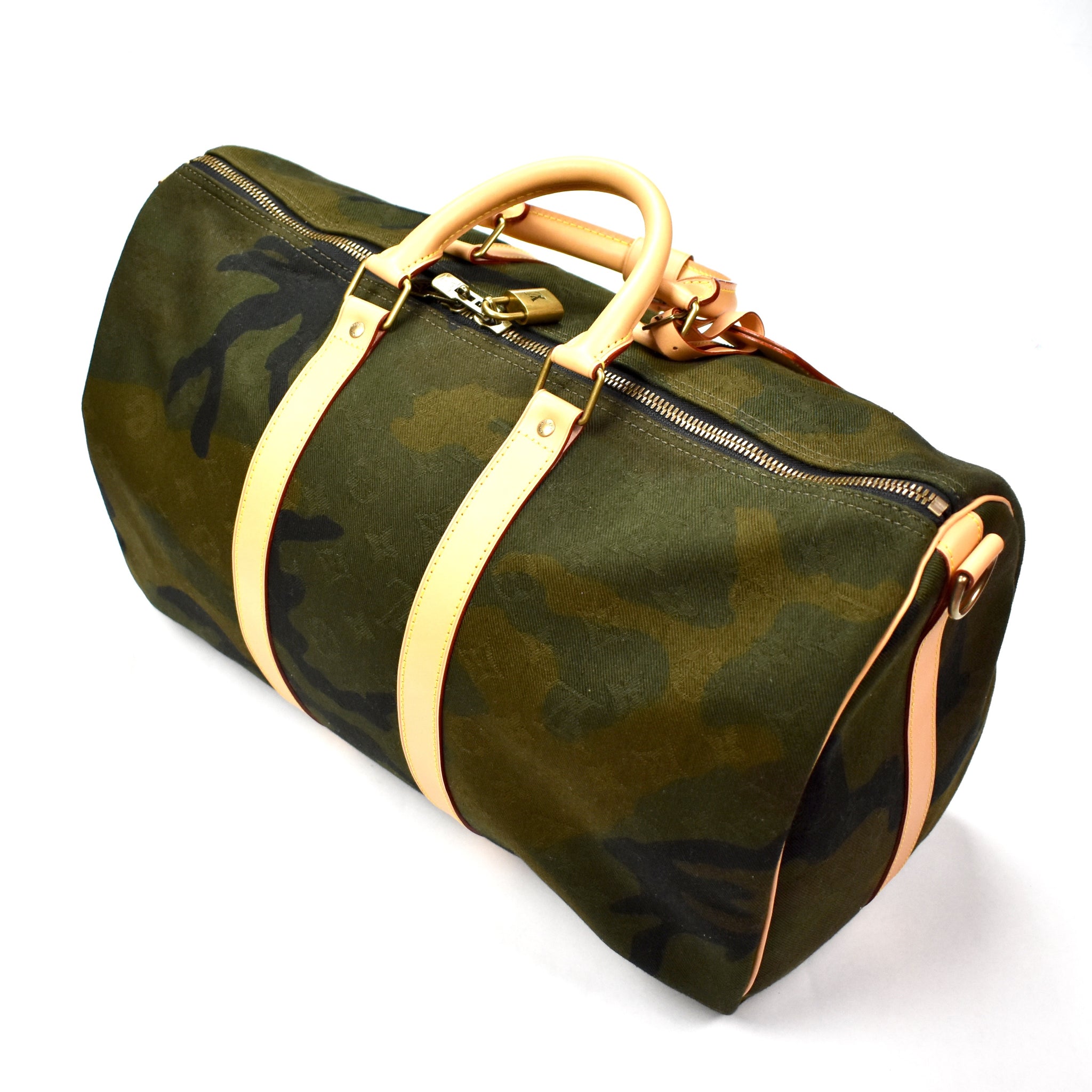 Louis Vuitton x Supreme - LV Monogram Camo Box Logo Keepall 45 Duffle Bag – eluXive