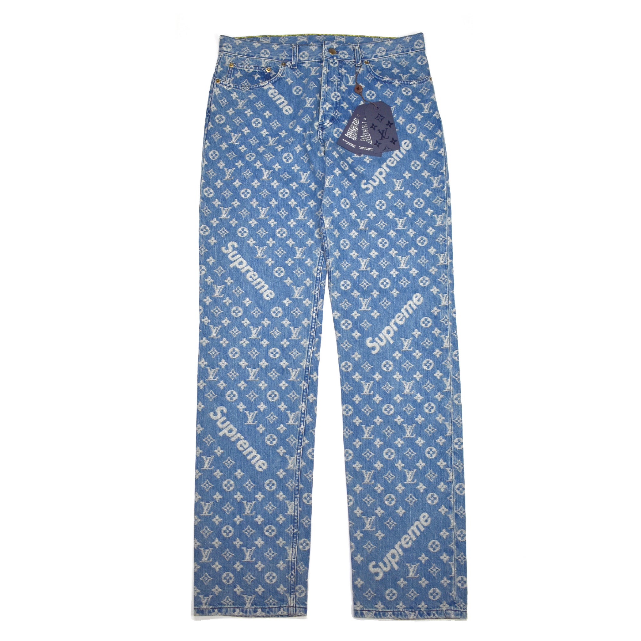 Louis Vuitton x Supreme - LV Monogram Box Logo Blue Denim ...