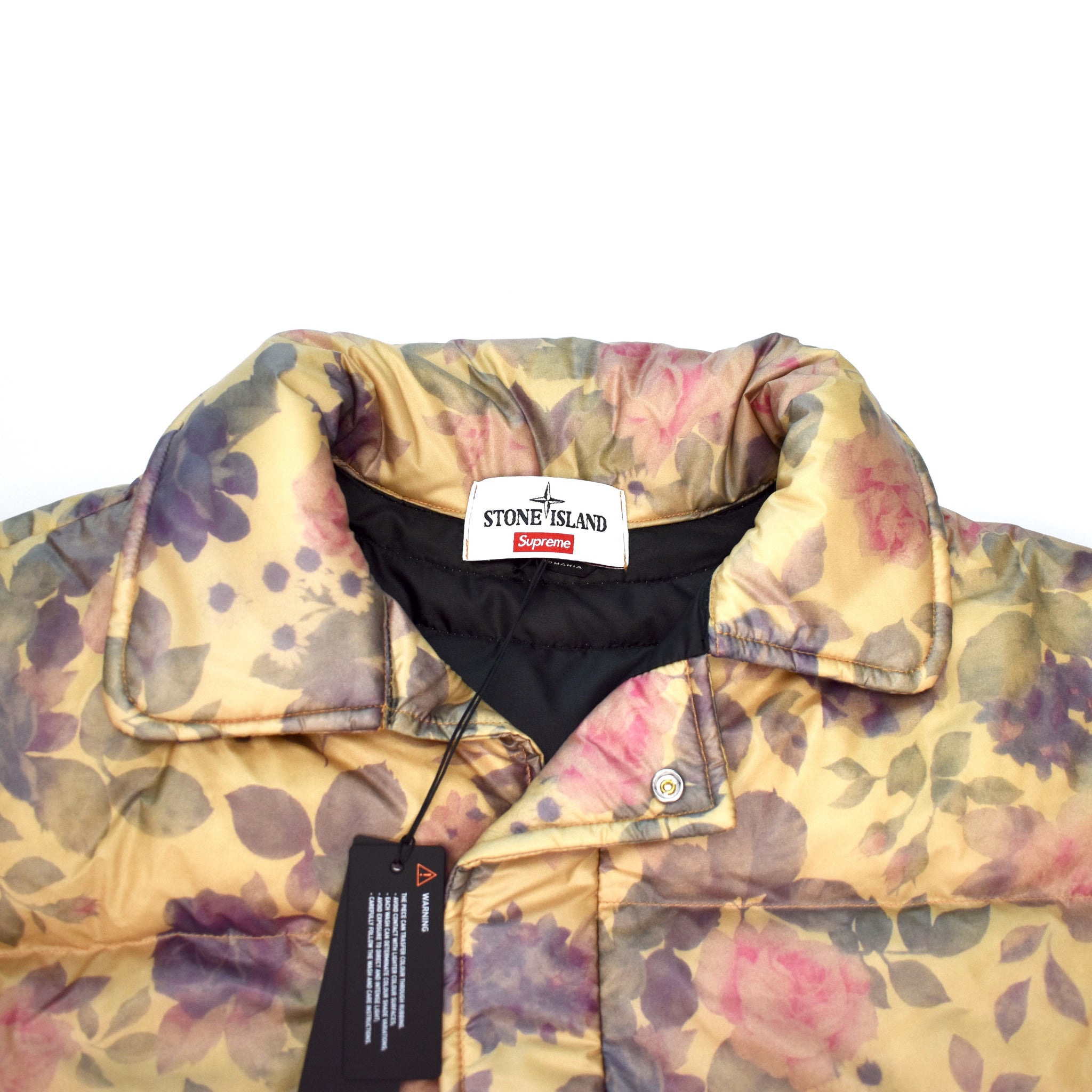 Supreme X Stone Island Copper Lamy Floral Stampato Puffer Jacket Eluxive