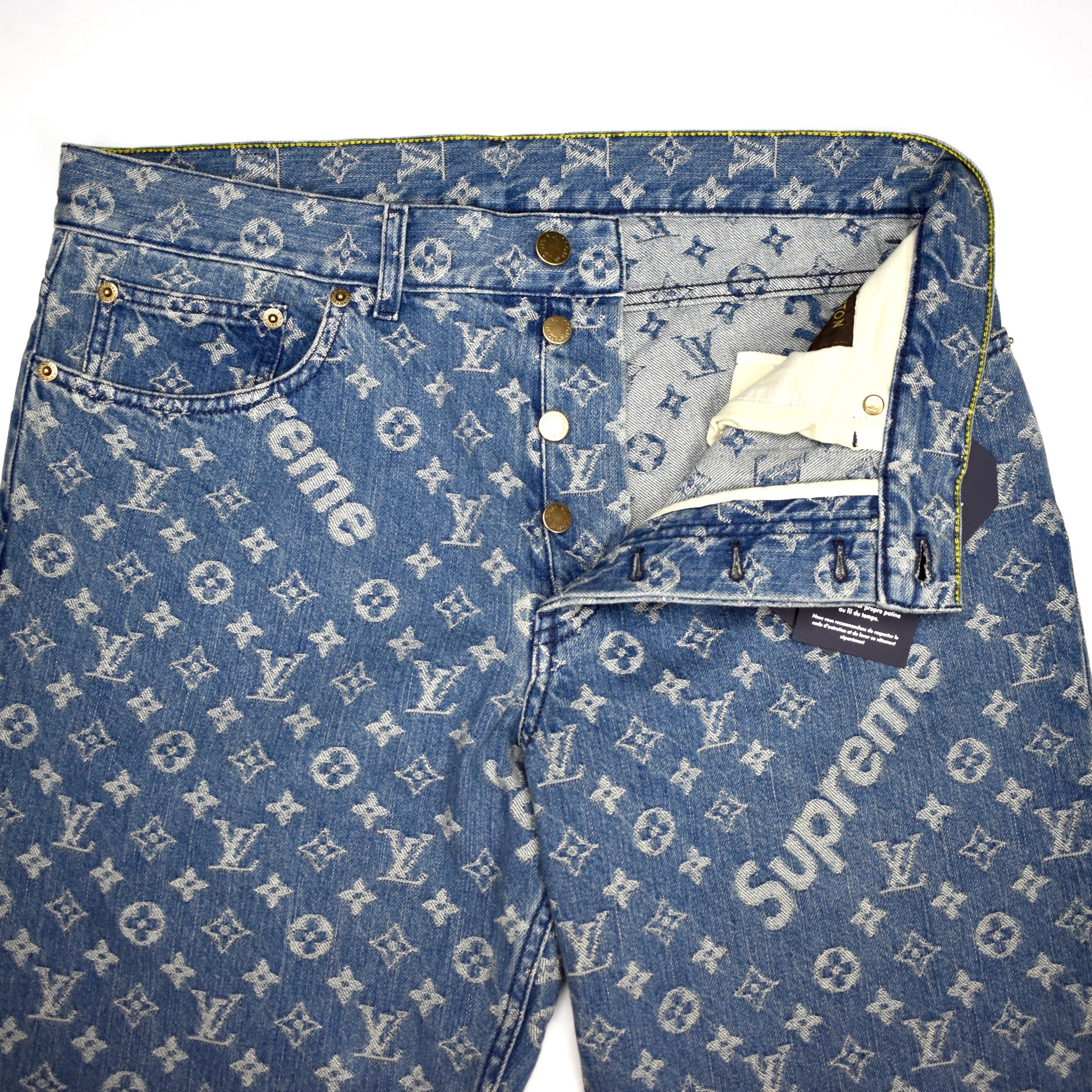 Supreme x Louis Vuitton Denim 5-Pocket Monogram Jeans Cut Into