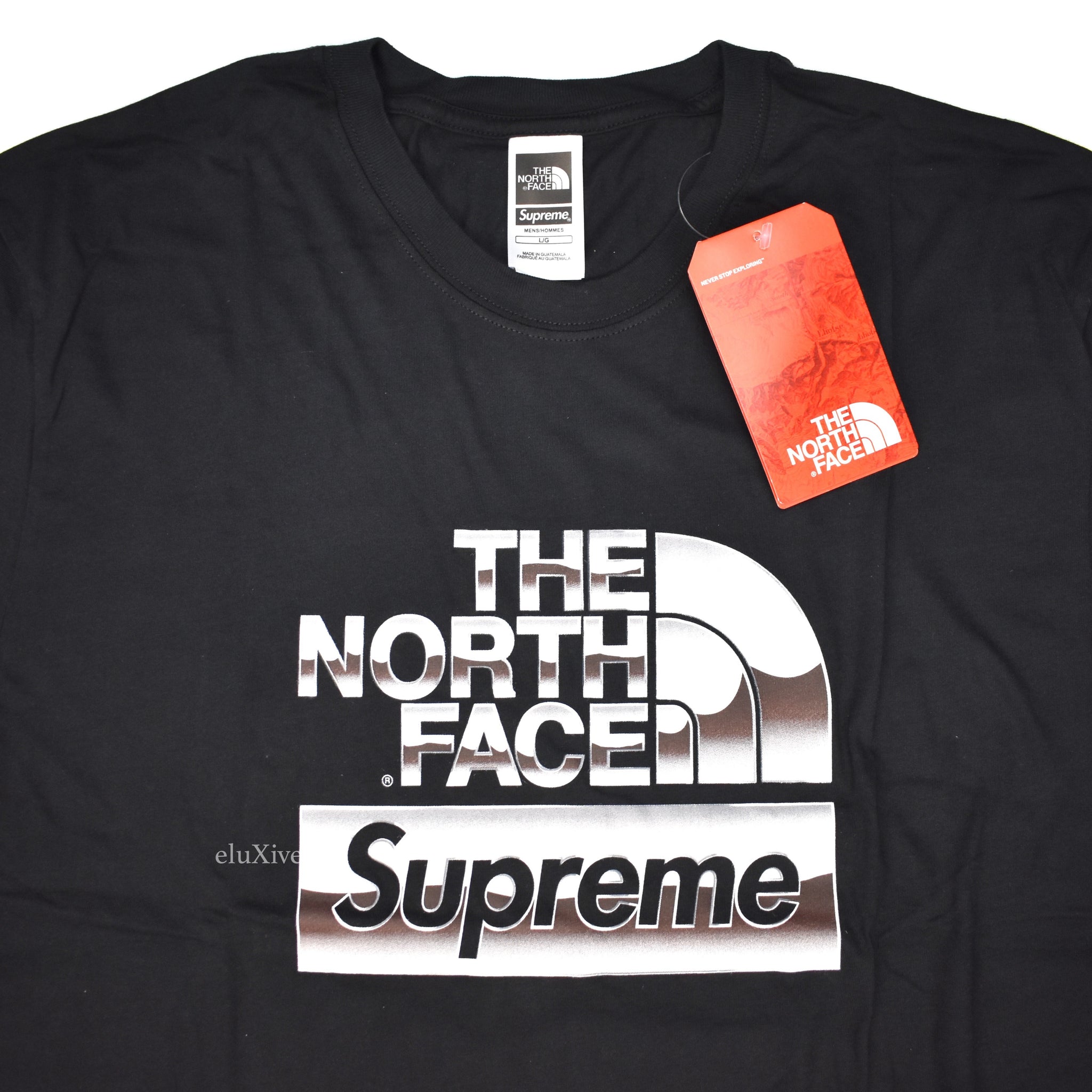 north face supreme metallic tee