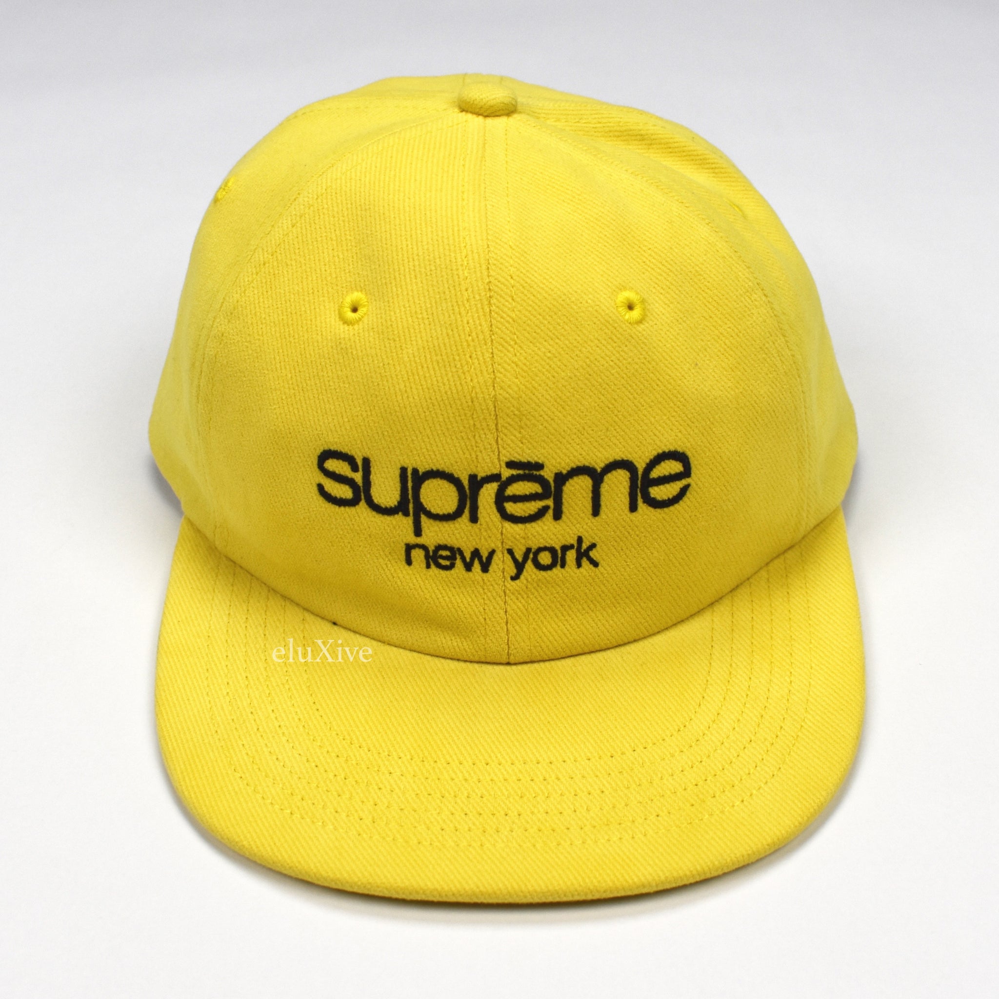 Supreme - Yellow Brushed Twill Classic Logo Embroidered 6-Panel Hat ...