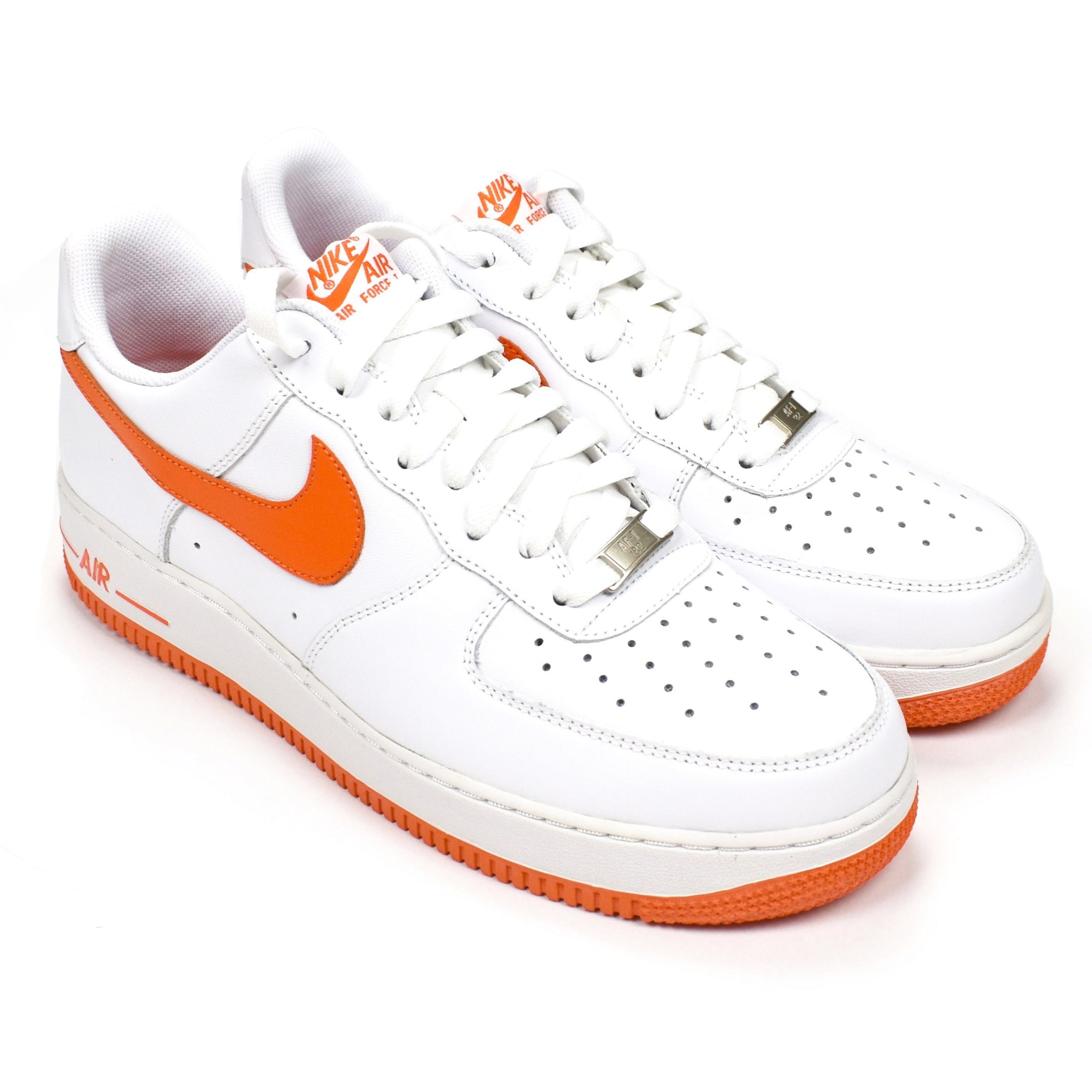 white air force ones with orange swoosh