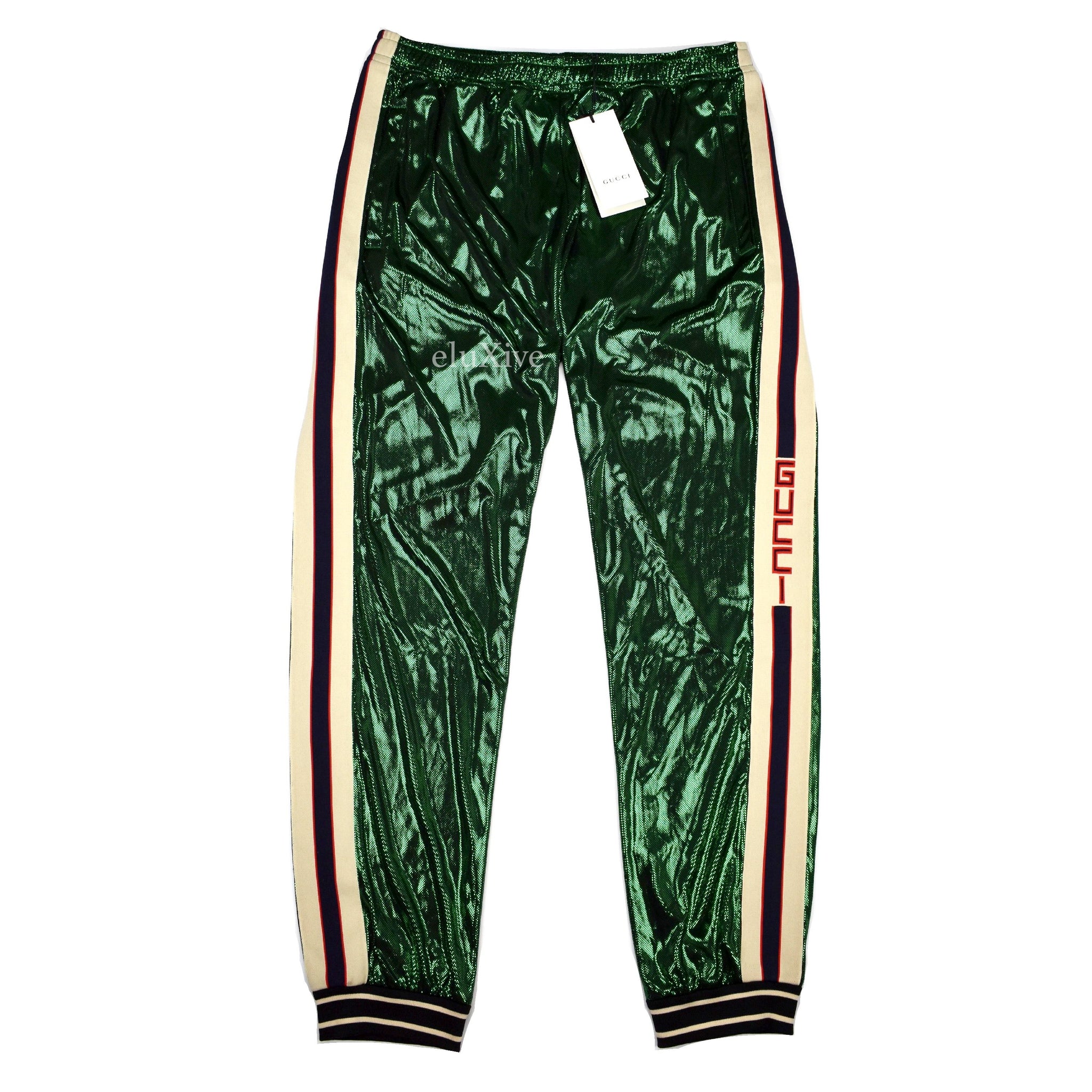 green gucci track pants