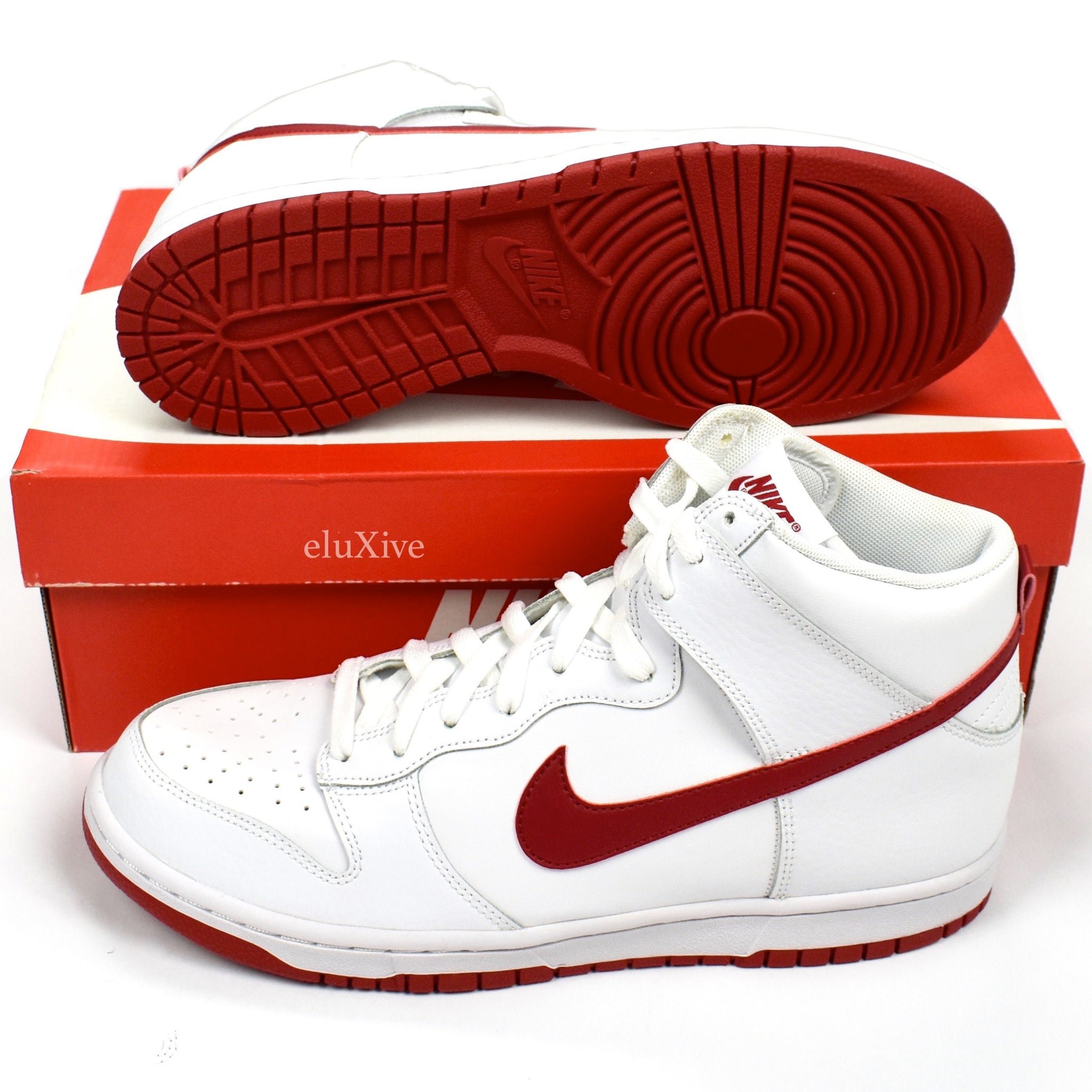 nike dunk high white gym red