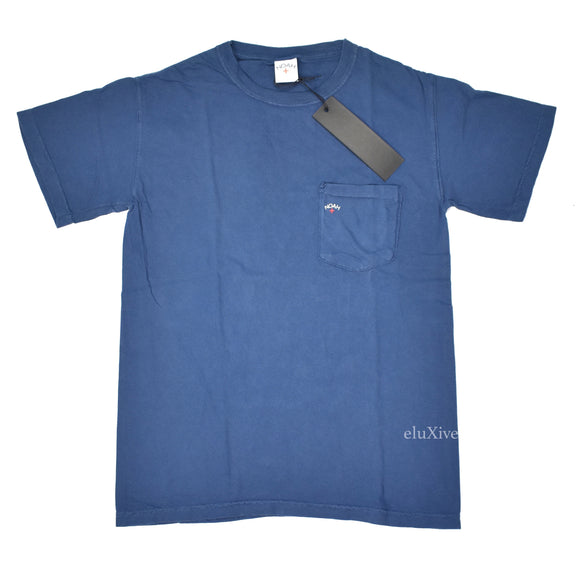 Noah - Men's Navy Blue Core Logo Cotton Crewneck Pocket T-Shirt – eluXive