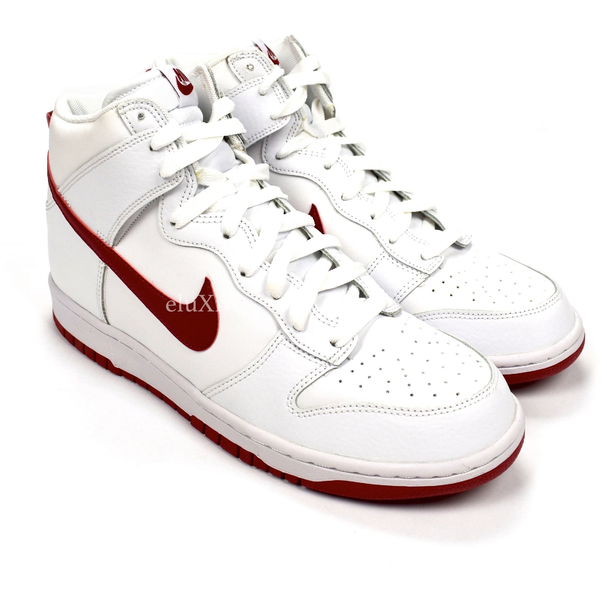 Parity \u003e nike dunk high white gym red 