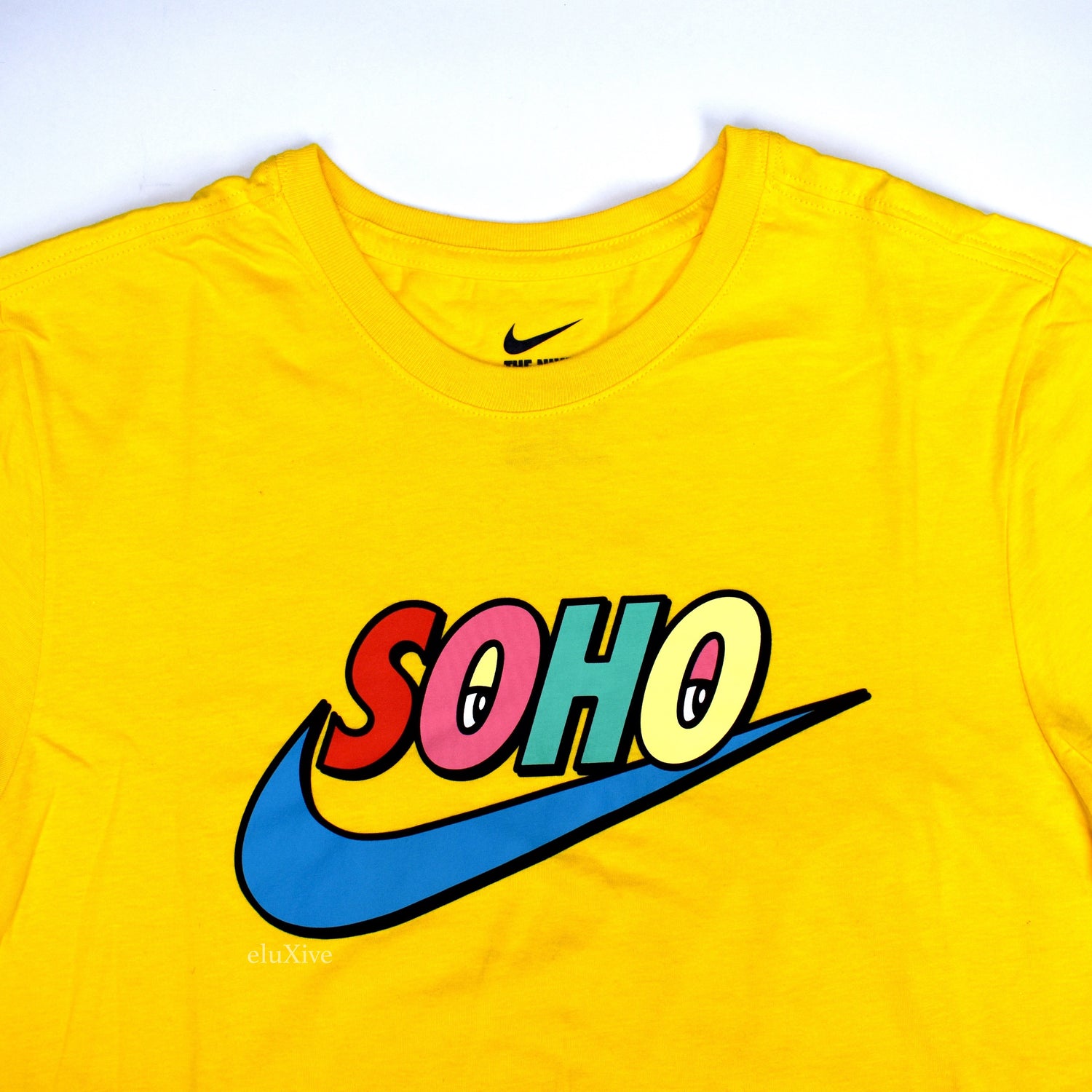 Nike - Yellow Soho Exclusive Swoosh Logo Crewneck T-Shirt – eluXive