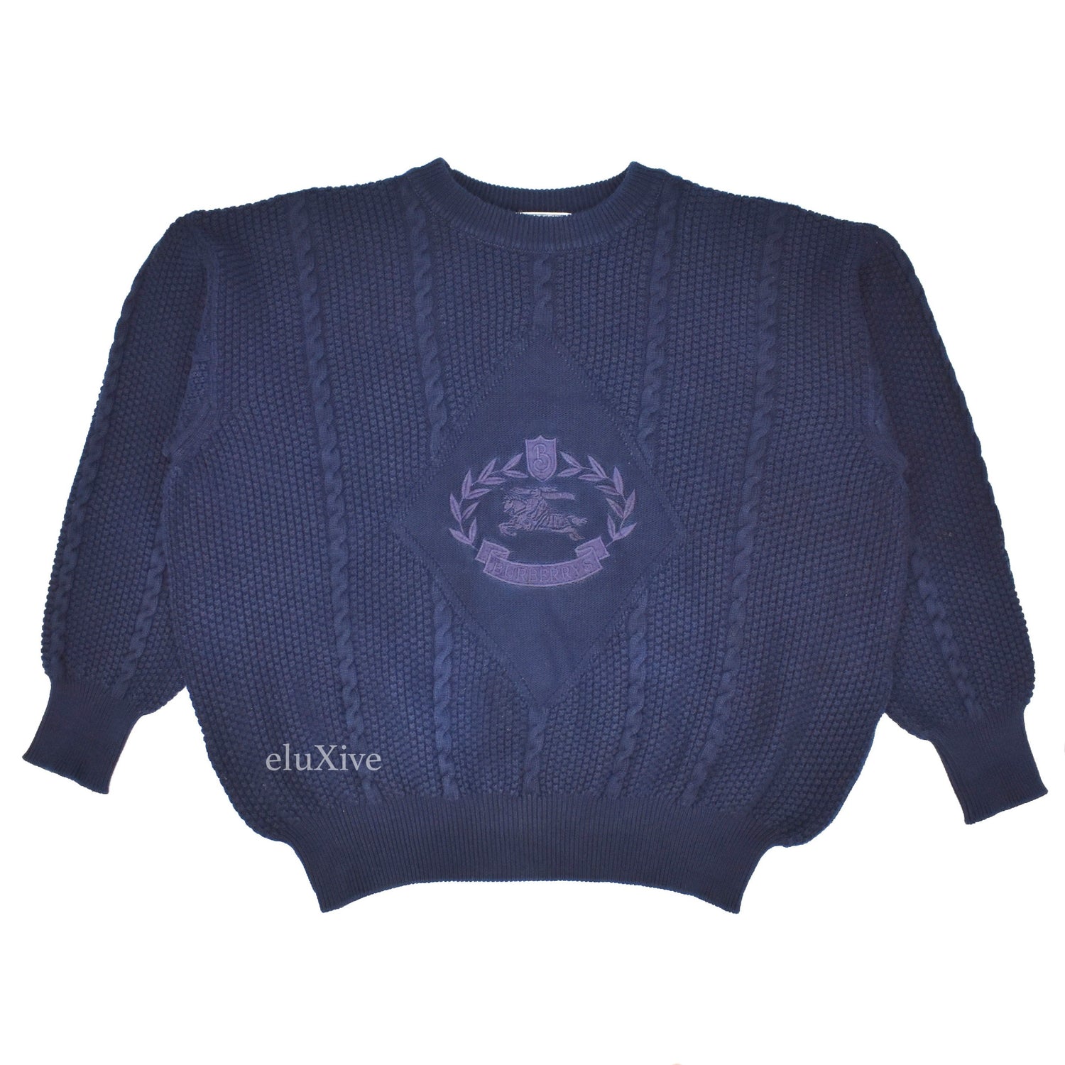 Burberry - Navy Vintage Crest Logo Sweater – eluXive