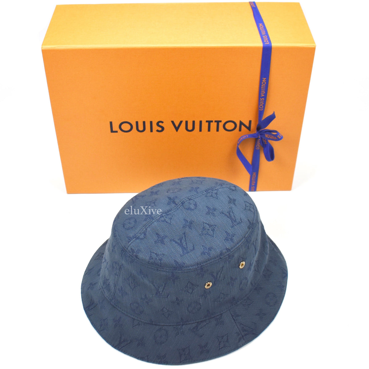 Louis Vuitton - Monogram Denim Woven Bucket Hat – eluXive