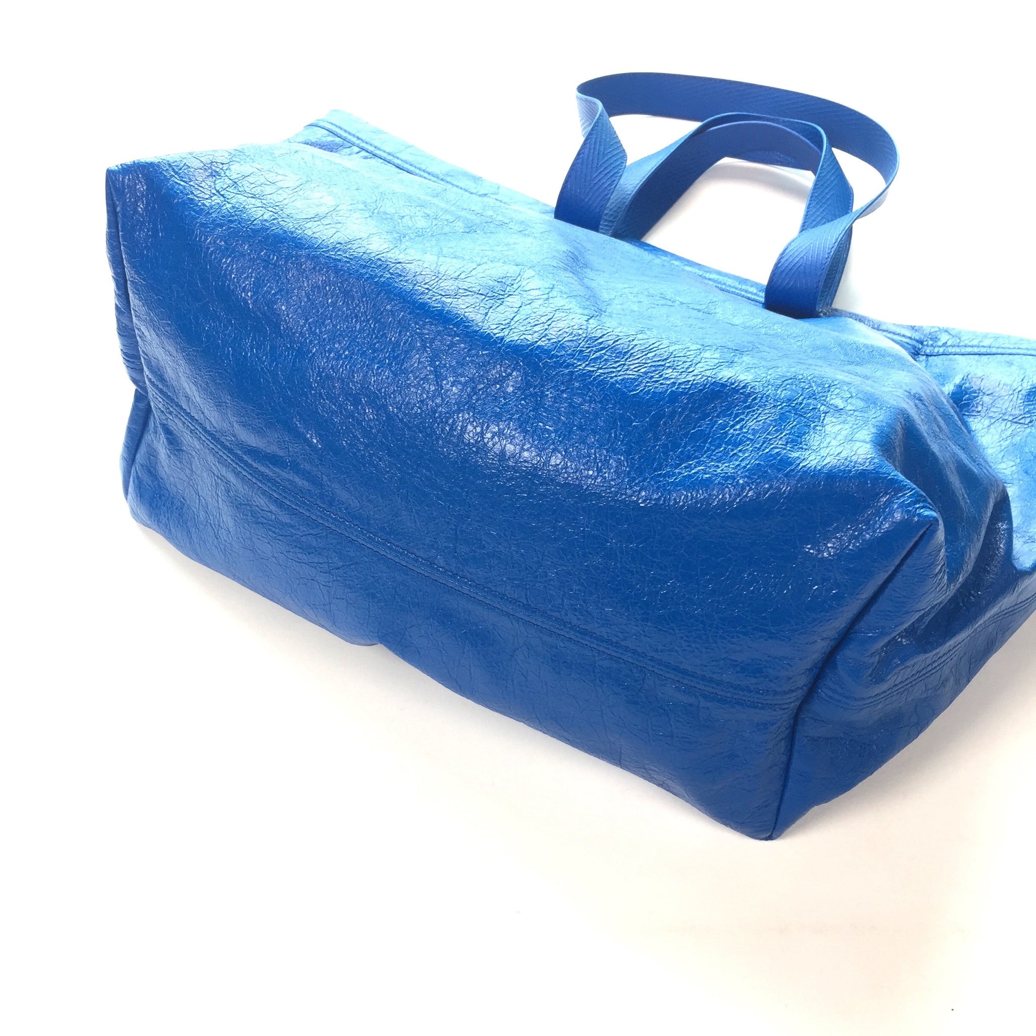 Balenciaga - Men's Bright Blue Carry Shopper M Leather IKEA Bag – eluXive