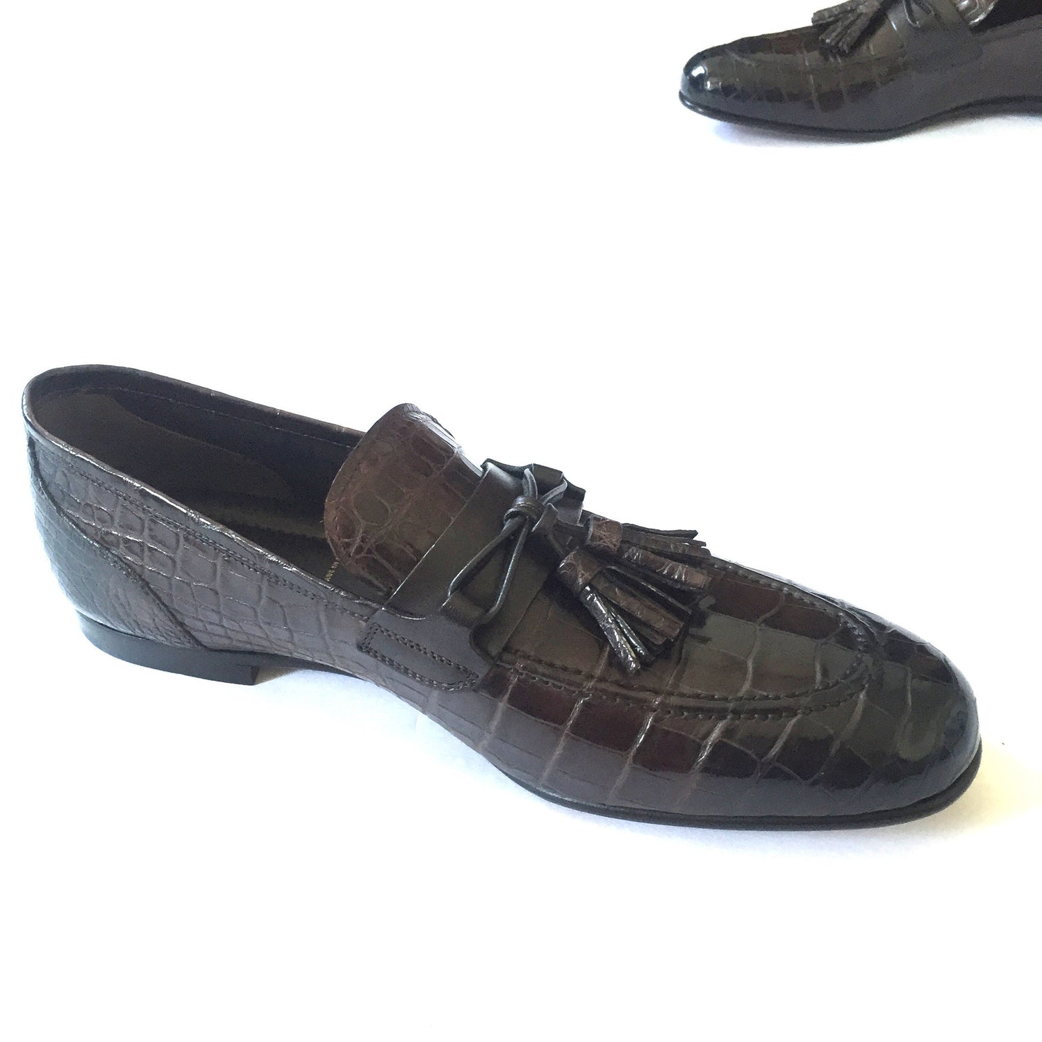 Tom Ford - Men's Dark Brown Genuine Crocodile Tassel Loafers – eluXive