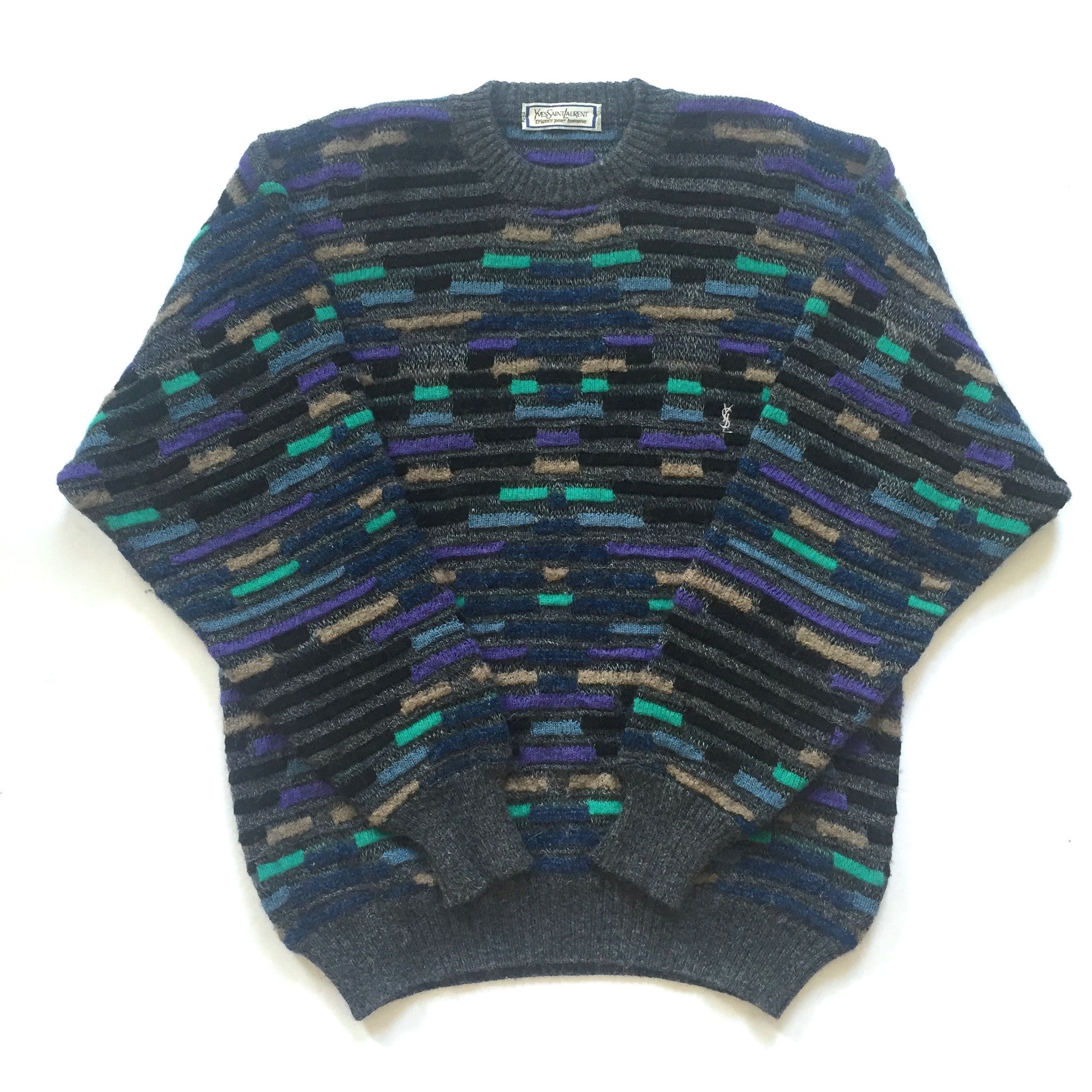 Yves Saint Laurent - Men&#39;s 70&#39;s Tricot Knit Abstract Crewneck Sweater – eluXive