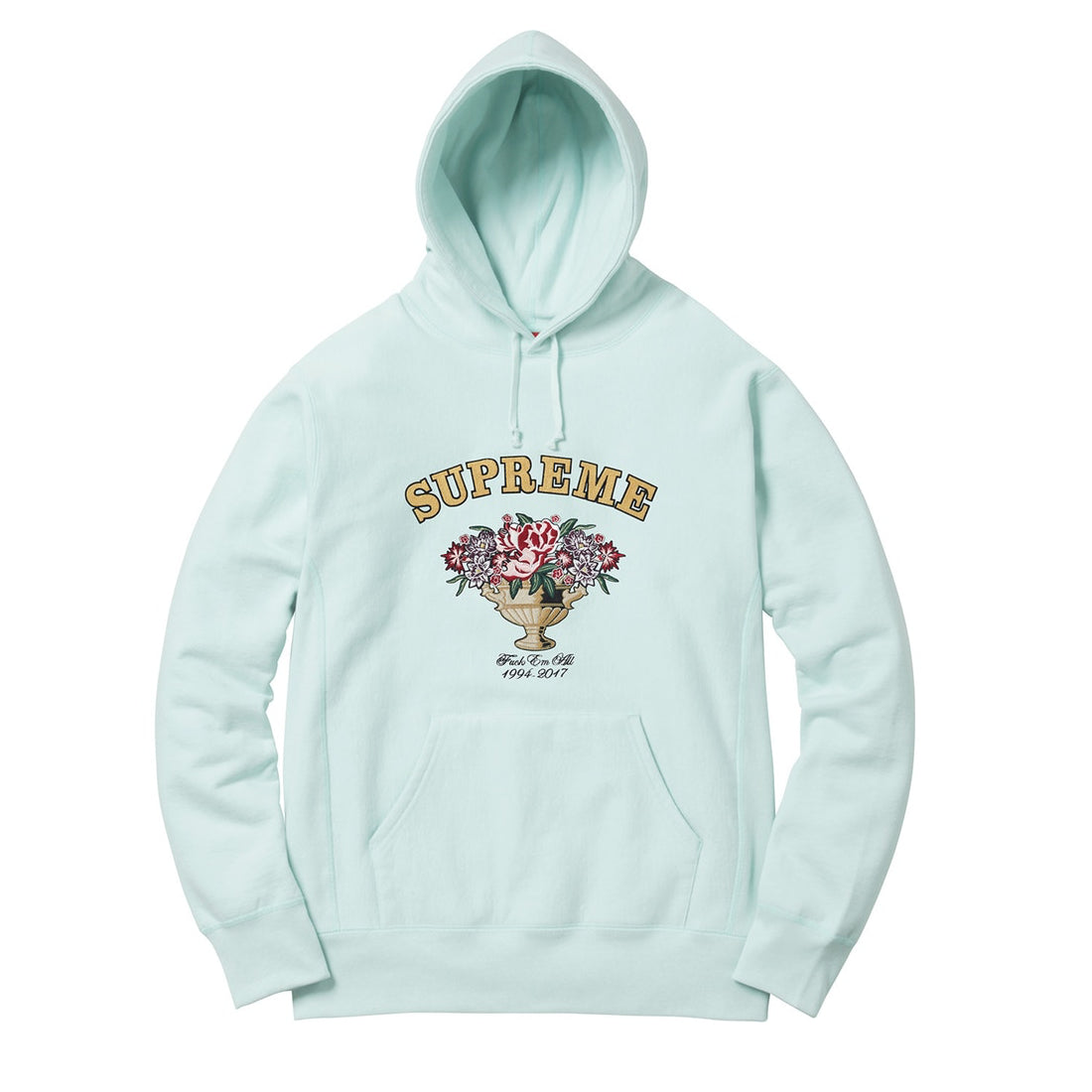 Supreme - Ice Blue Centerpiece Logo Embroidered Hoodie Sweatshirt – eluXive