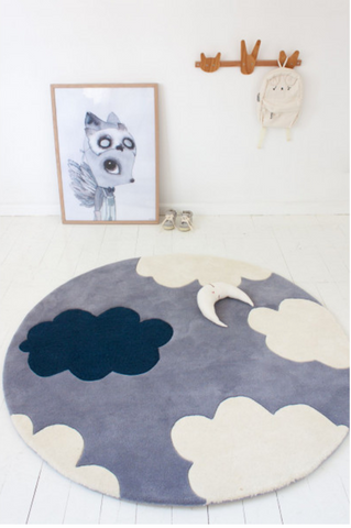 eco-friendly new zealand wool nursery rug cloud circles