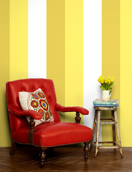 yellow daffodil mustard bold striped removable wallpaper cheap panel