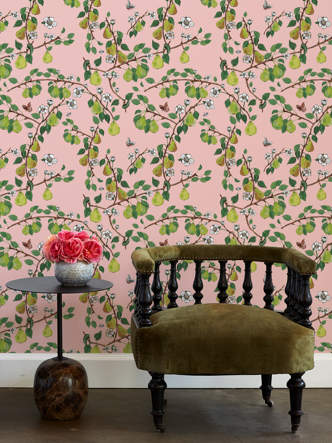 'Giardino di Pere' Wallpaper by Carly Beck - Pink - Wallshoppe product image