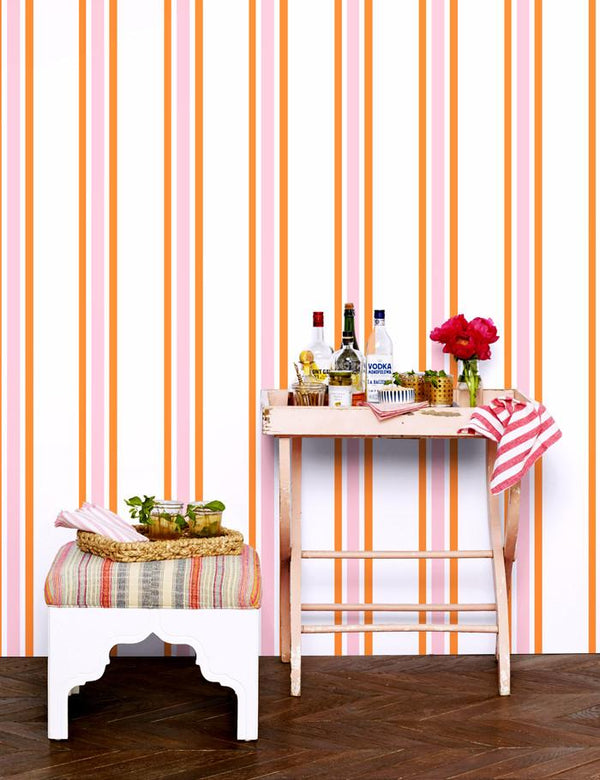 Candy Stripe' Wallpaper by Wallshoppe - Pink