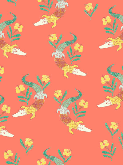 'Gator Garden' Wallpaper by Tea Collection - Watermelon