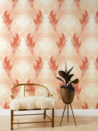 Belafonte Palm' Grasscloth' Wallpaper by Nathan Turner - Peach