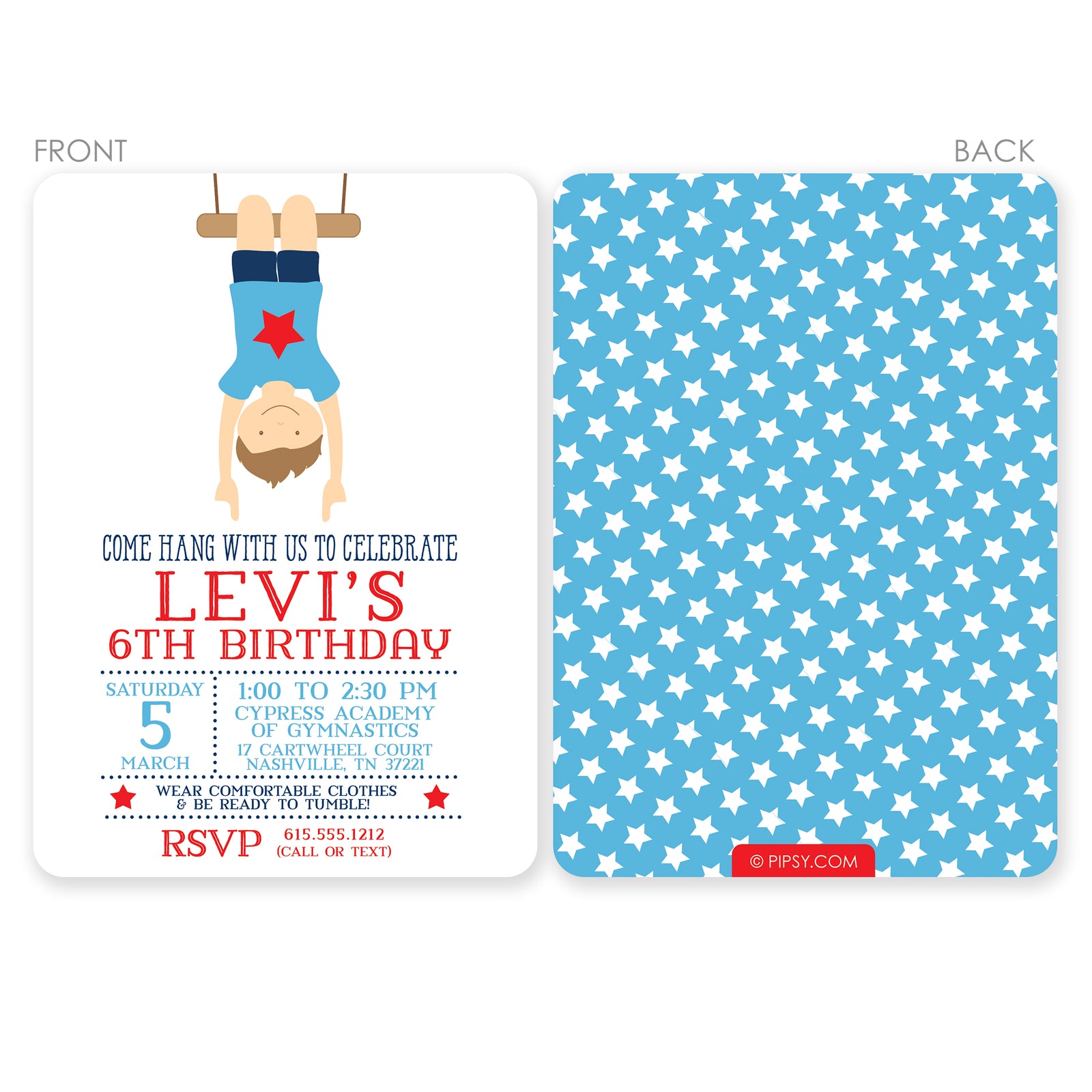 Gymnastic Boy Party Invitation TRY BEFORE You BUY Instant 