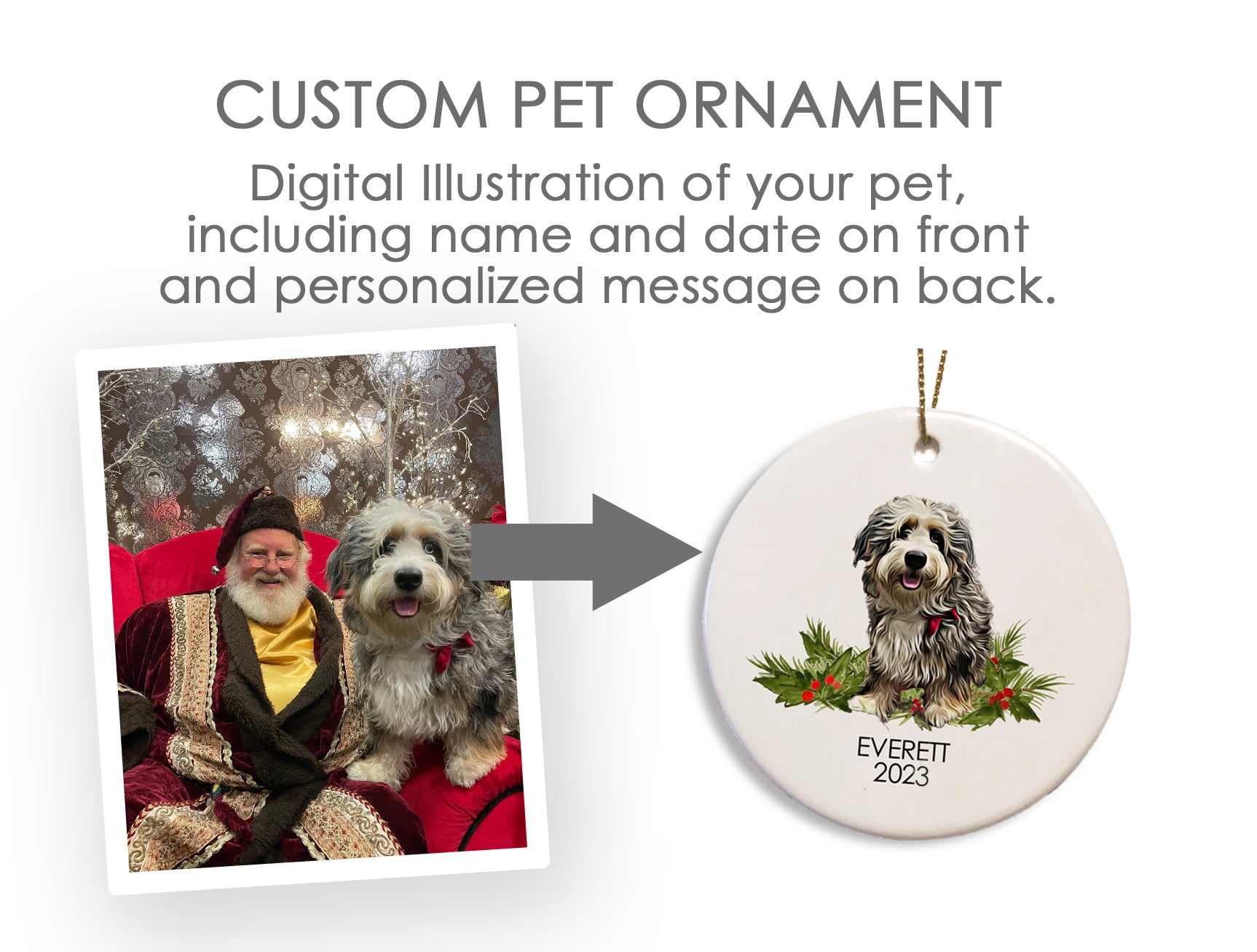 Custom Digitally Illustrated Pet Christmas Ornament | Pipsy | Reviews ...