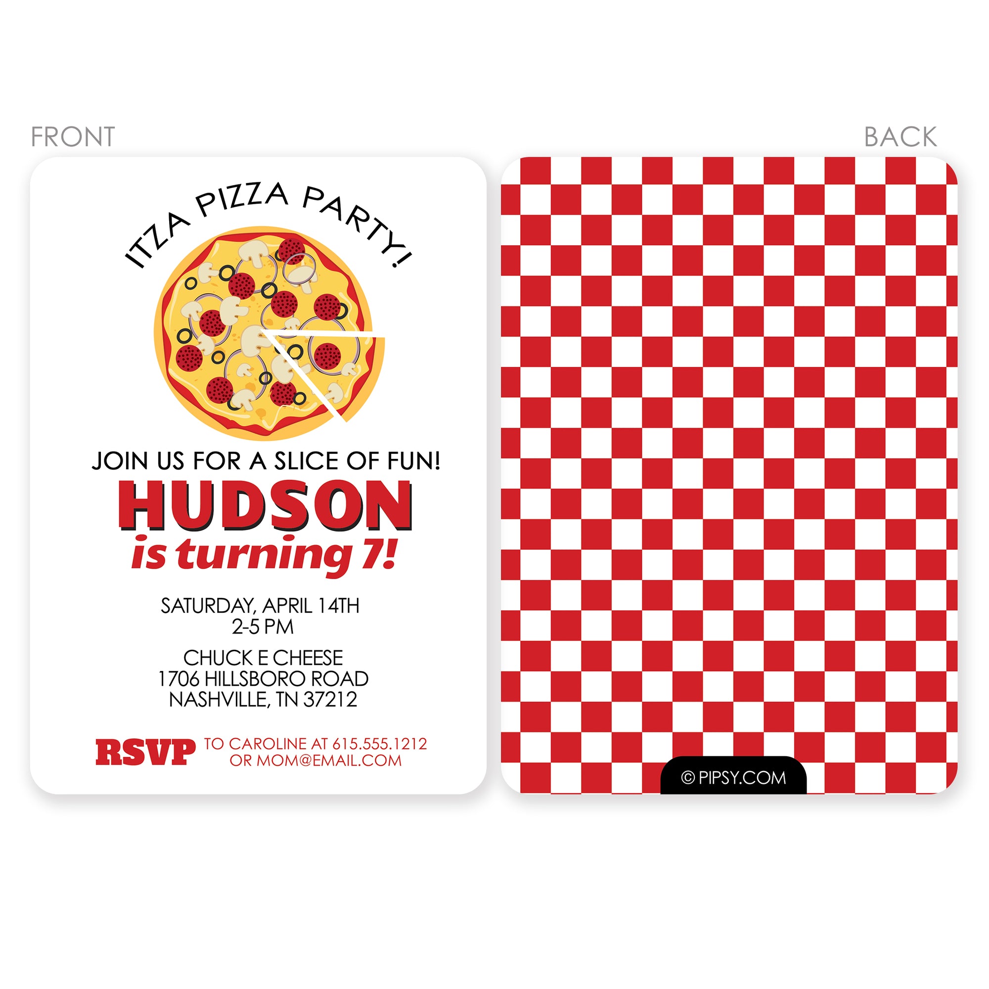 blank pizza party invitation