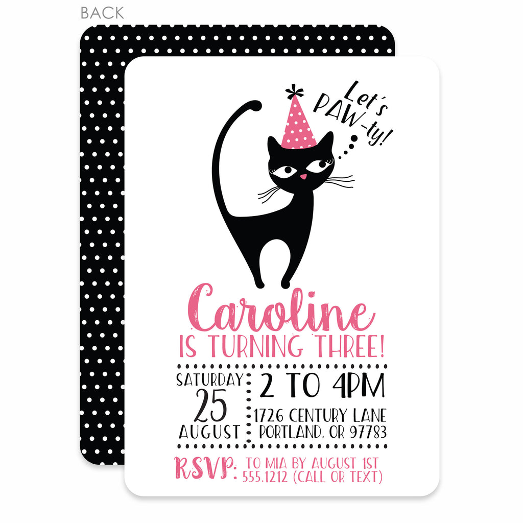 Cat Birthday Invitations (Printed) – Pipsy