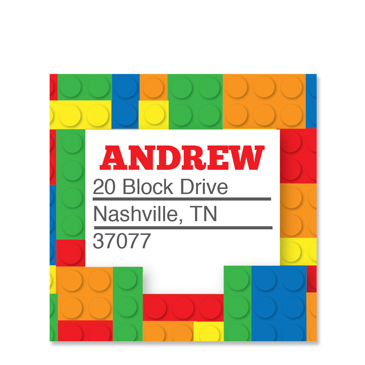 Building Block Party Square Favor Stickers (Printed) - Pipsy