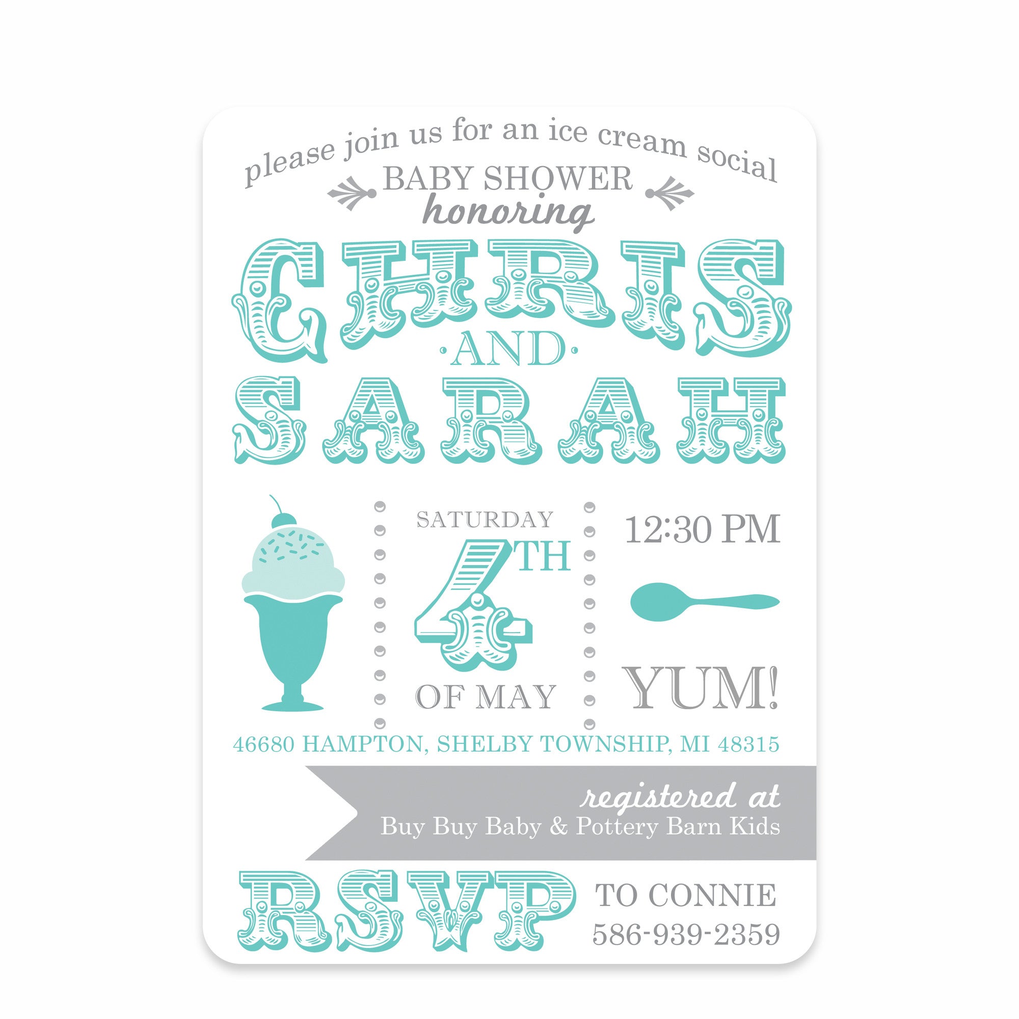 ice cream baby shower invitations