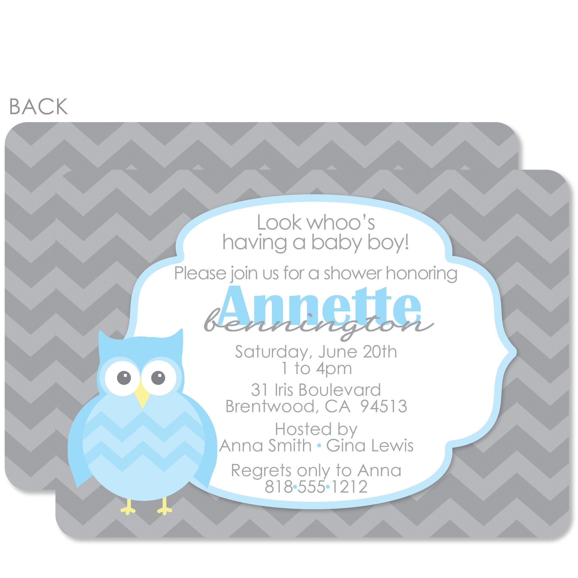 Blue Owl Baby Shower Invitation Pipsy