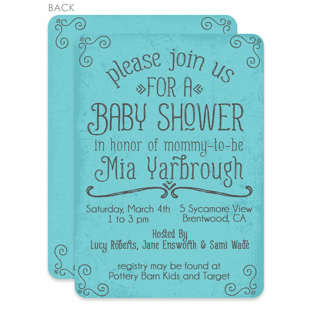 Blue Simple Swirls Baby Shower Invitation Pipsy