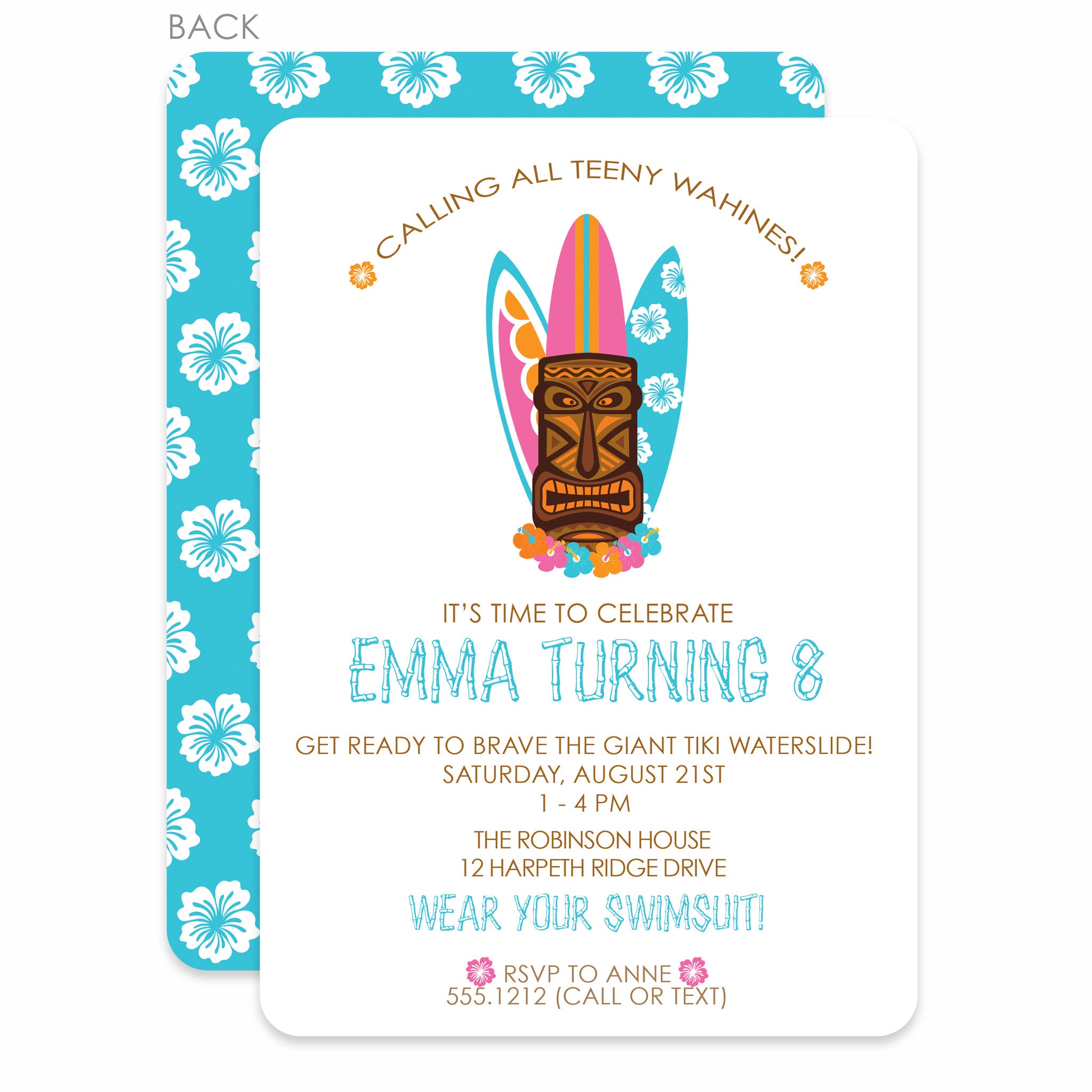 Tiki Party Birthday Invitation (Printed) - Pipsy