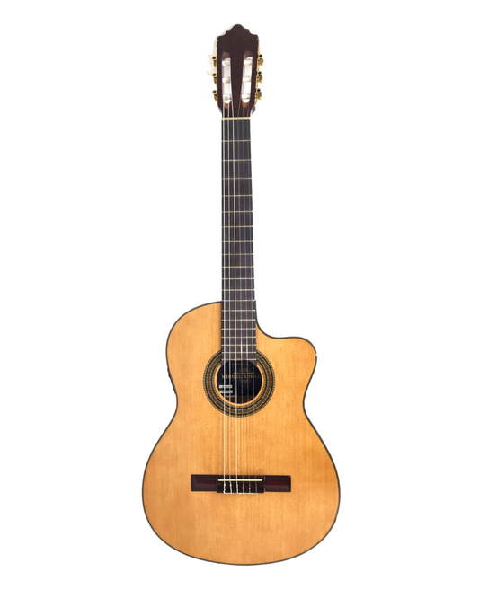 Caraya C-551BCEQ/N Thin-body Natural Spruce Cutaway Classical  Guitar,EQ+Free Bag