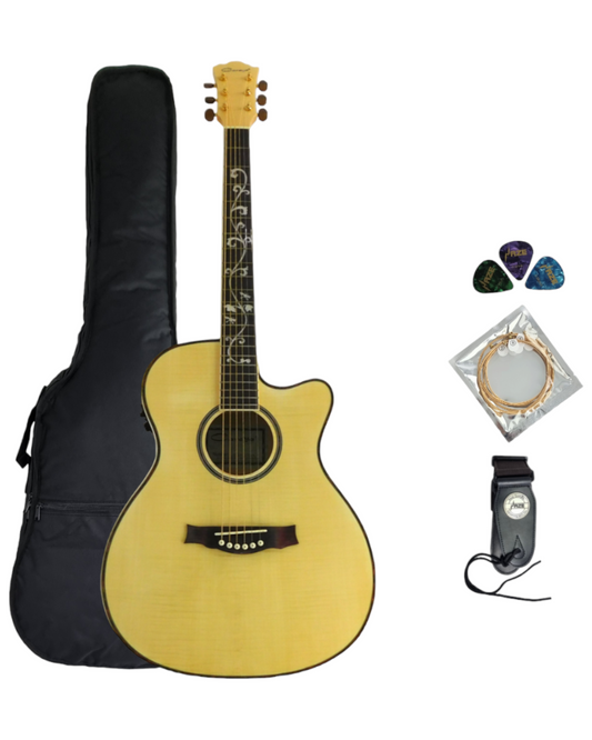 Caraya A-2016CEQ-AR-SITKA Solid Spruce Top,Full Jumbo Acoustic  Guitar,Cutaway,EQ+Free Bag