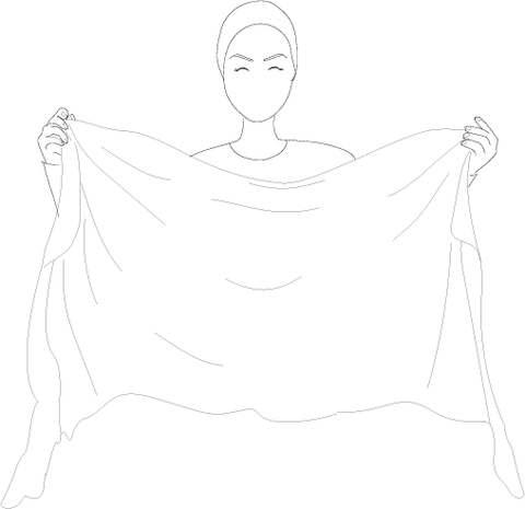 Wearing a Rectangle Hijab as a Square Style Hijab - step 1 : hold out hijab in front of you