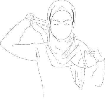 Wearing a Rectangle Hijab as a Square Style Hijab - step 6 : wrap one side around your head or neck, depending on your preference.