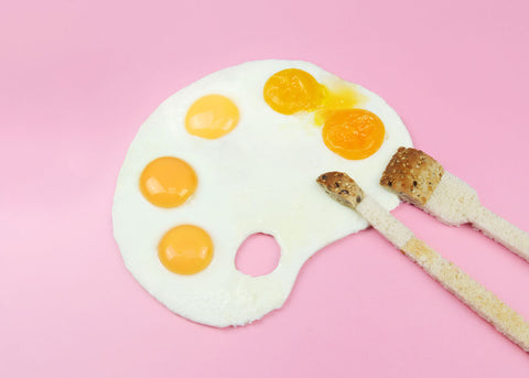 fried eggs that look like a paint palette for Lunch Lady Magazine