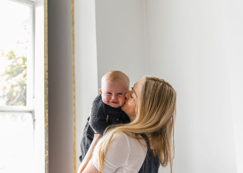 Photograph of Anna Jones and her baby for Lunch Lady Magazine