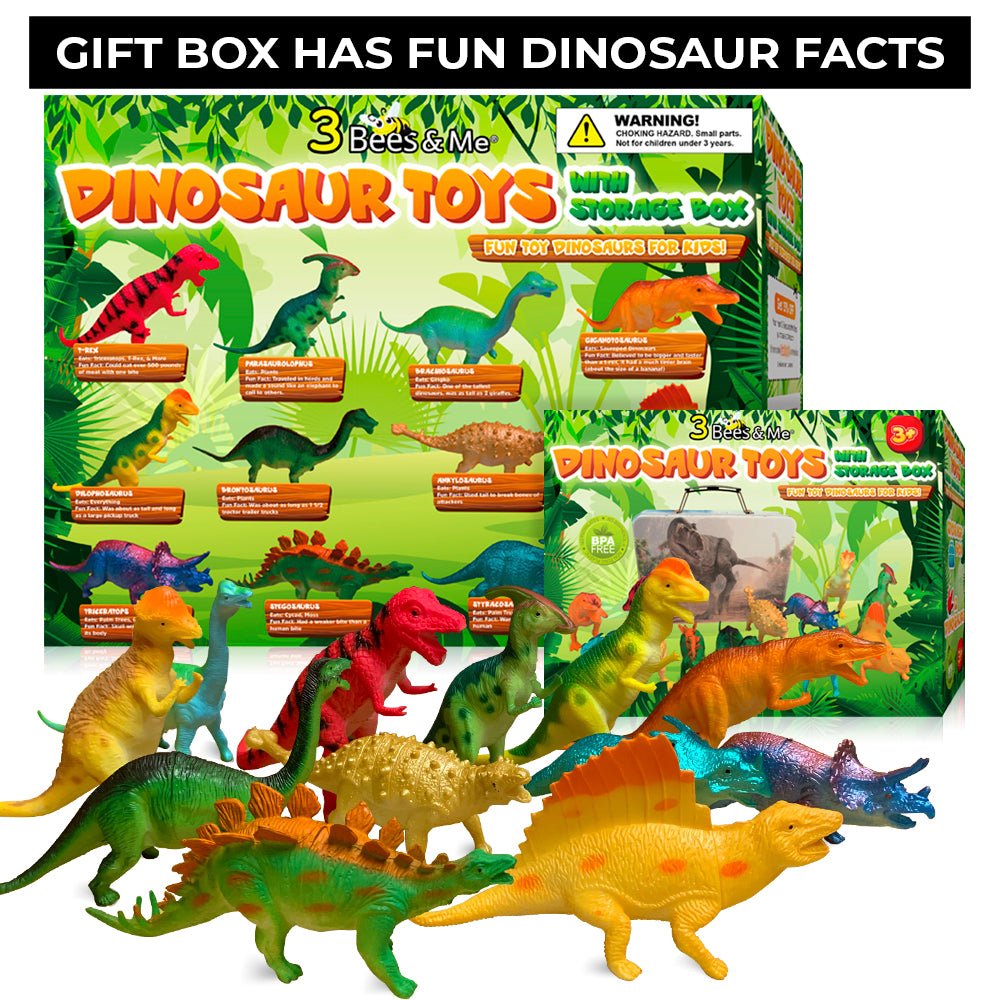 box of dinosaur toys