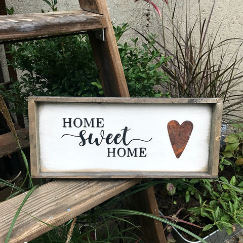 Home Sweet Home, Framed Wooden Sign – Woodticks Wood'n Signs