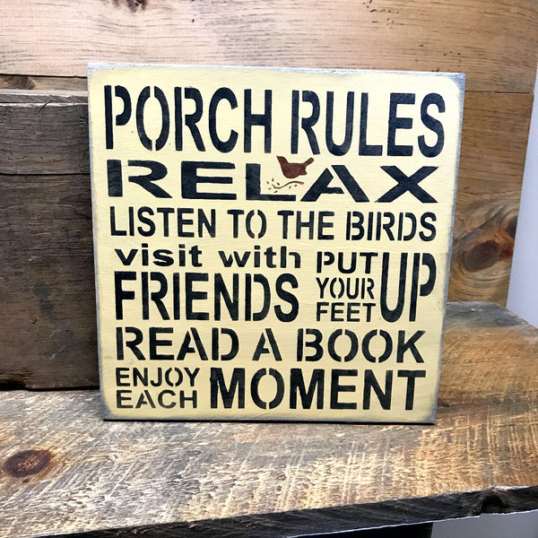 Porch Rules Wooden Sign, Front Porch Decor – Woodticks Wood'n Signs