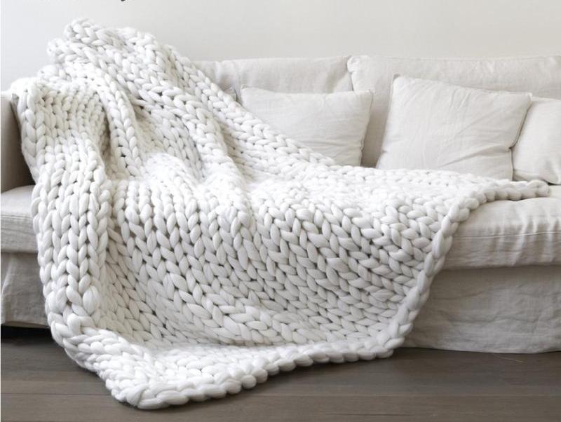 Elegant Hand Knitted Chunky Throw Blanket