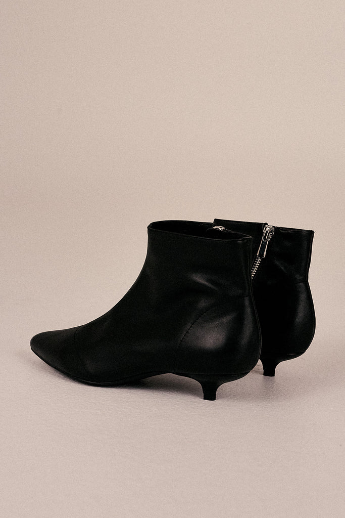 leather kitten heel boots