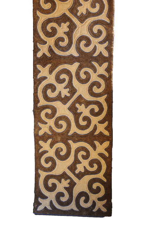 Brown and Tan Felt Rug with Blue Trim – AIDAI design